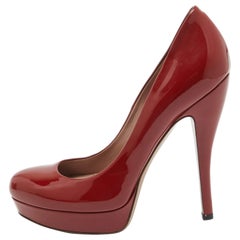 Gucci Burgundy Patent Leather Platform Pumps Size 38