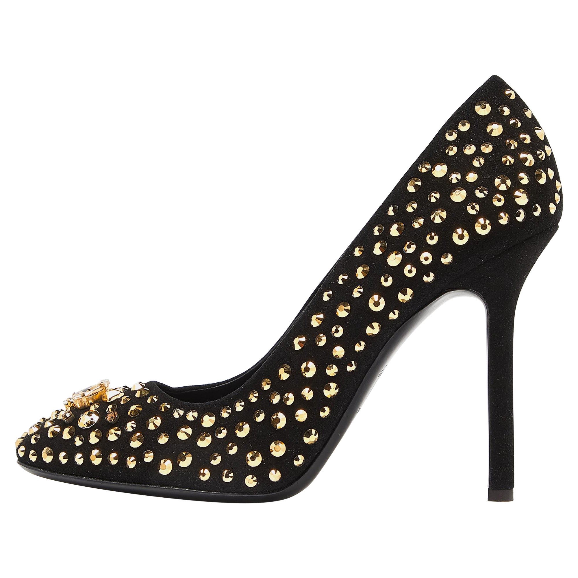 Giuseppe Zanotti Escarpins en daim noir ornés de cristaux Taille 41