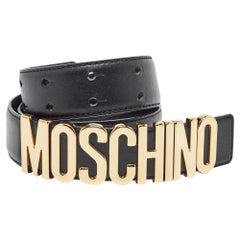 Moschino Black Leather Classic Logo Wait Belt