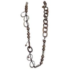 HENRY BEGUELIN Necklace Bold Wood and Distressed Metal 