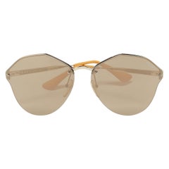 Prada Gold Mirrored SPR64T Geometric Sunglasses