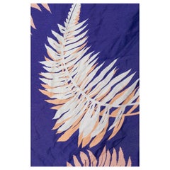 Vionnet Paris Purple Leaf Print Silk Scarf