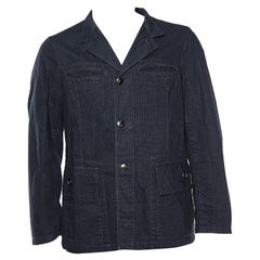 Emporio Armani Giacca in cotone a righe blu L