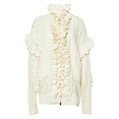 Stella McCartney Weiße geraffte Strickjacke mit Rüschen S