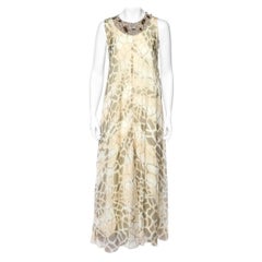 Class by Roberto Cavalli Beige Printed Silk Chiffon Sleeveless Dress M