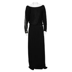 Class by Roberto Cavalli Maxi Abito in Jersey Nero con Dettaglio Link in Metallo L.