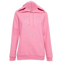 Love Moschino Pink Crystal Embellished Cotton Hoodie S