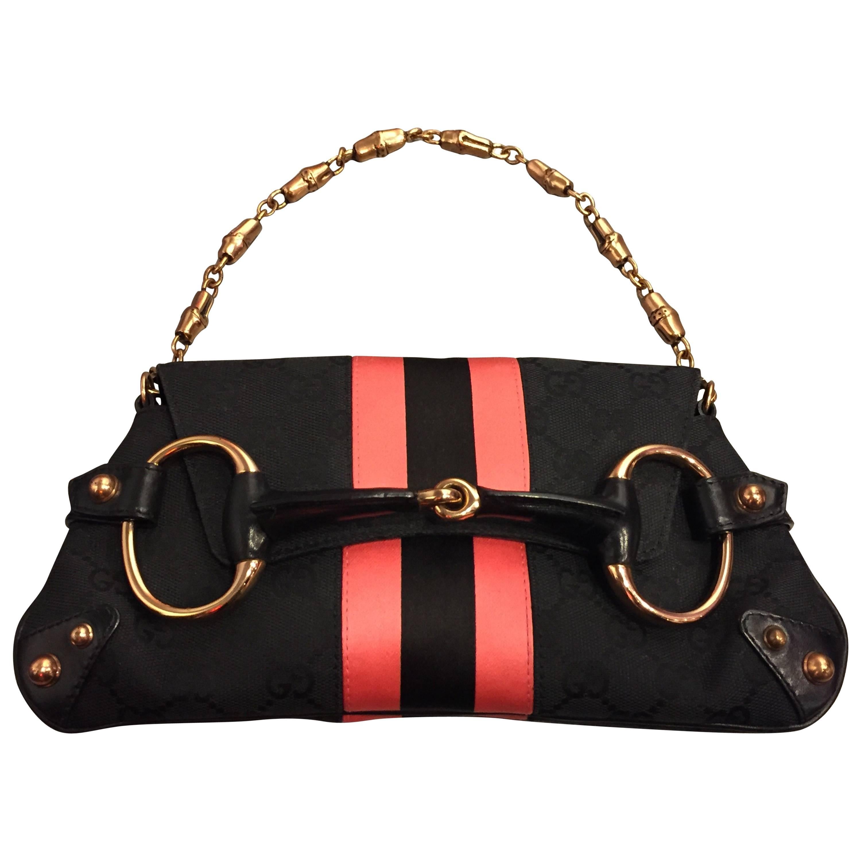 Tom Ford for Gucci Racing Stripe and D-Ring Snaffle Bit Canvas Purse