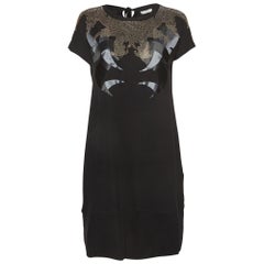 Versace Collection Black Satin Applique Jersey Embellished Mini Dress M