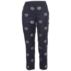 Pantaloni casual Burberry blu navy con logo jacquard S