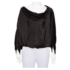 Emporio Armani Black Jersey Button Detail Oversized Top S