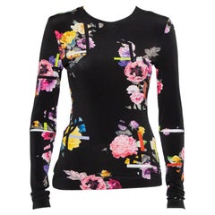 Preen by Thornton Bregazzi Floral Printed Jersey Cutout Sleeve Detail Top M