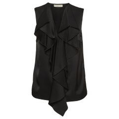 Stella McCartney Schwarzes ärmelloses Top aus Seide mit Rüschen M