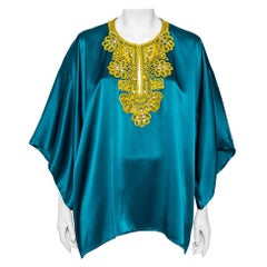 Oscar De La Renta Greene & Greene & Greene in raso di seta con dettaglio sul collo Top oversize L