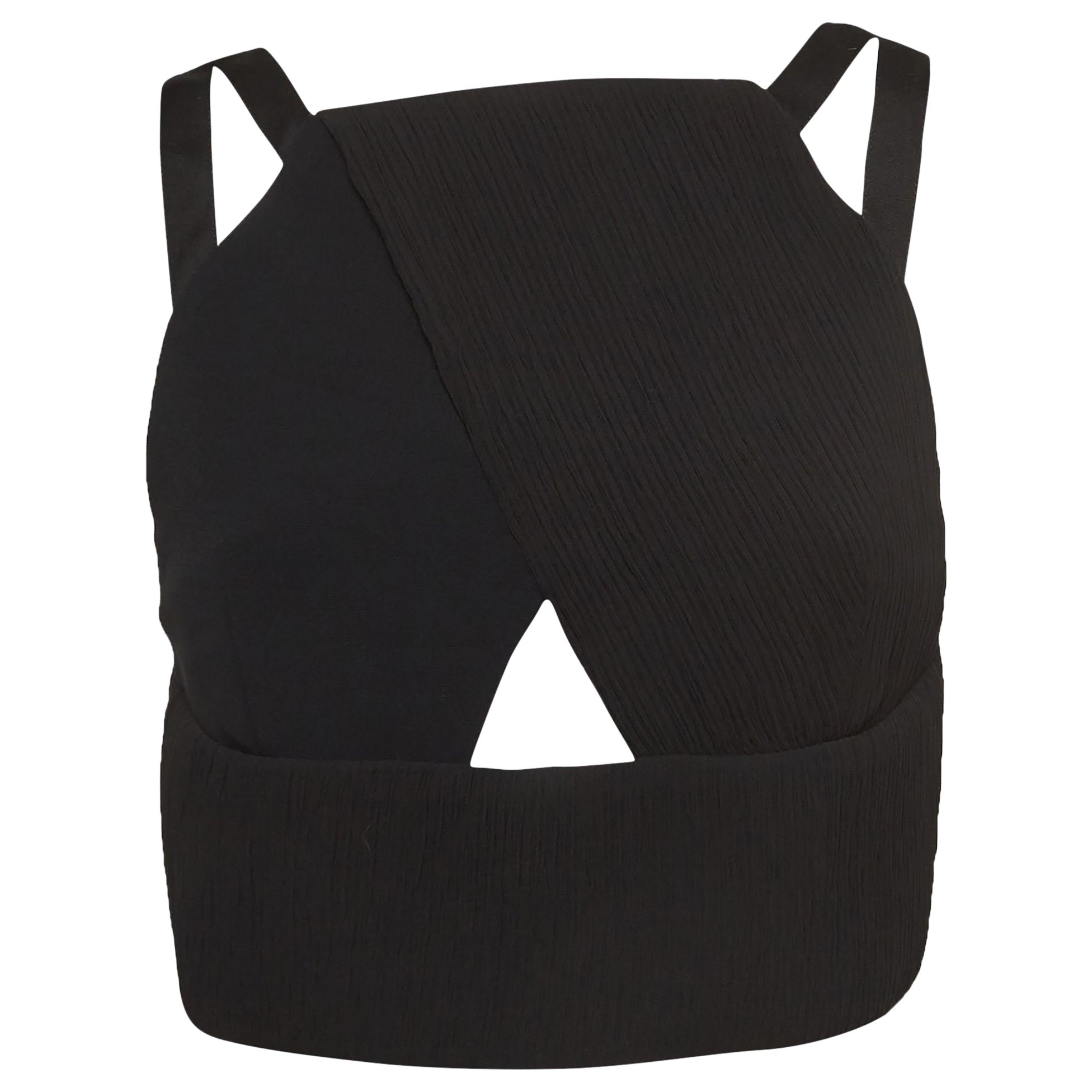 Roland Mouret Black Rippled Chiffon and Stretch Crepe Maida Crop Top L For Sale