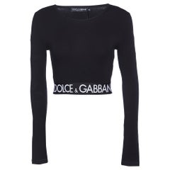 Dolce & Gabbana Black Jersey Logo Tape Crop Top XS