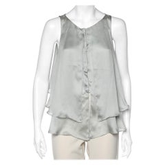 Emporio Armani Pale Green Silk Layered Sleeveless Button Front Top M