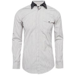 Dolce & Gabbana White Pinstripe Cotton Long Sleeve Shirt S