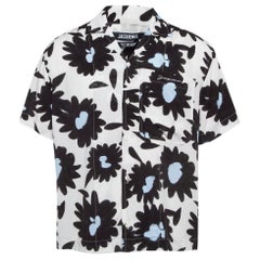 Jacquemus White/Black Melo Floral Print Crepe Short Sleeve Shirt S