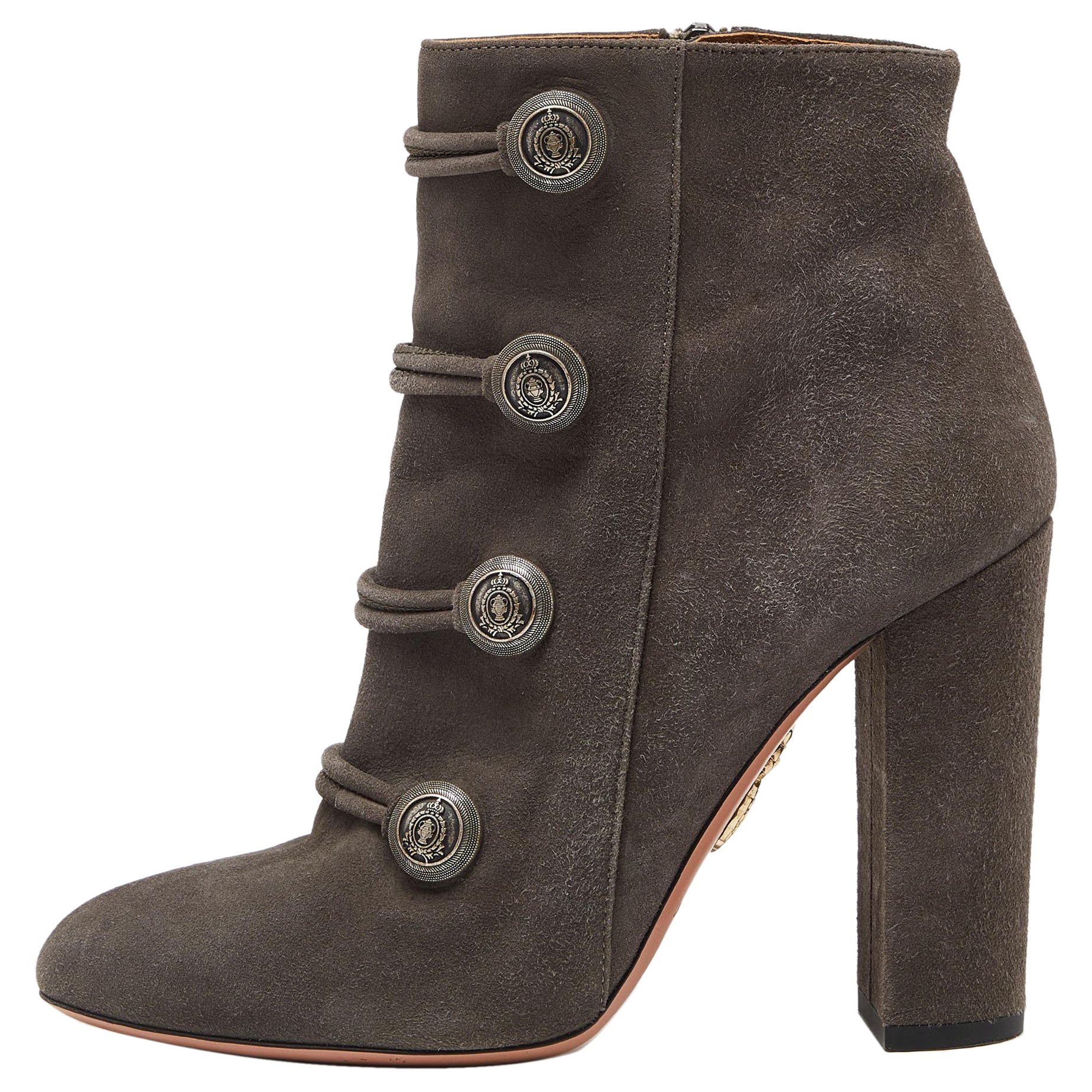 Botines Aquazzura Grises Detalle Gamuza Talla 37