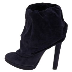 Alaia Navy Blue Suede Ankle Length Boots Size 38