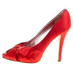 Giuseppe Zanotti Red Satin Criss Cross Peep Toe Pumps Size 38