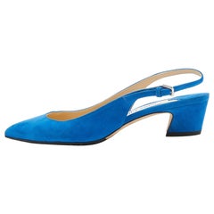 Jimmy Choo Navy Blue Suede Gemma Slingback Pumps Size 36
