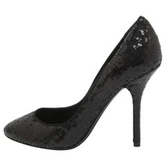 Dolce & Gabbana Black Sequins Almond Toe Pumps Size 38