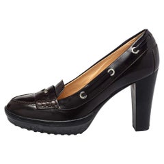 Tod's Brown Leather Penny Loafer Pumps Size 38