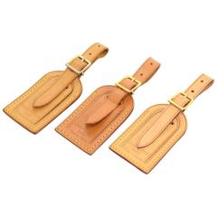 Louis Vuitton Brown Cowhide Leather Small Name Tags 3 Sets