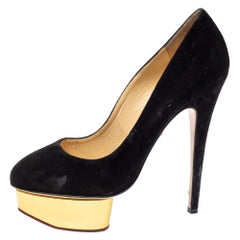 Charlotte Olympia - Escarpins à plateforme Dolly en daim noir - Taille 37