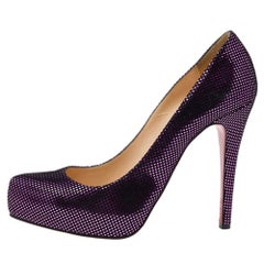 Christian Louboutin Metallic Purple Suede Rolando Platform Pumps Size 37.5