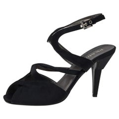 Prada Black Satin Slingback Sandals Size 37.5