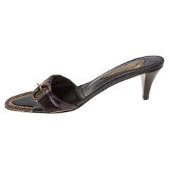 Giuseppe Zanotti Brown Leather Buckle Detail Open Toe Sandals Size 37