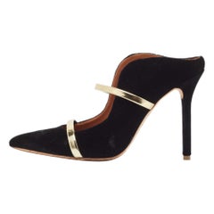 Malone Souliers Velluto nero/oro e vernice Maureen Mules Taglia 38