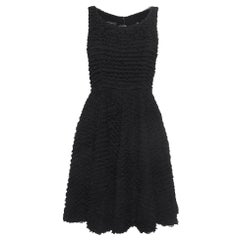 Emporio Armani Black Ruffle Textured Chiffon Mini Dress S