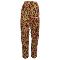 Palm Angels Orange Tiger Print Knit Side Stripe Detail Track Pants XL