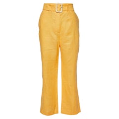 Nanushka Orangefarbene Leinenhose mit weitem Bein M
