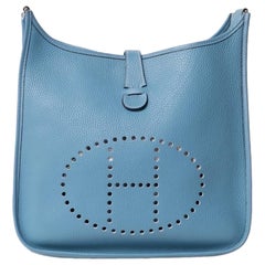 Borsa A Tracolla Hermès Evelyne 29 Togo Bleu Jean