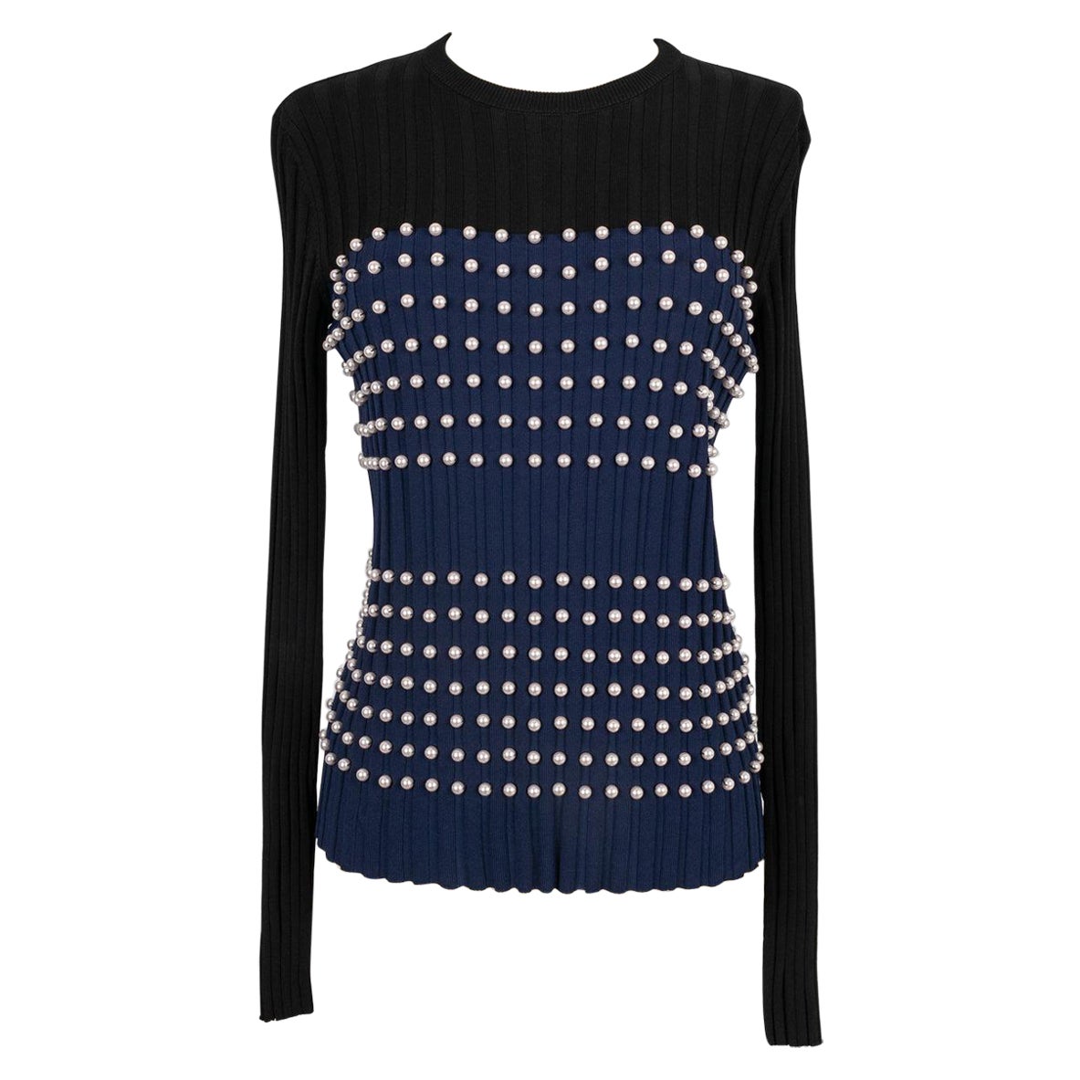 Pucci Blue and Black Mesh Jumper For Sale