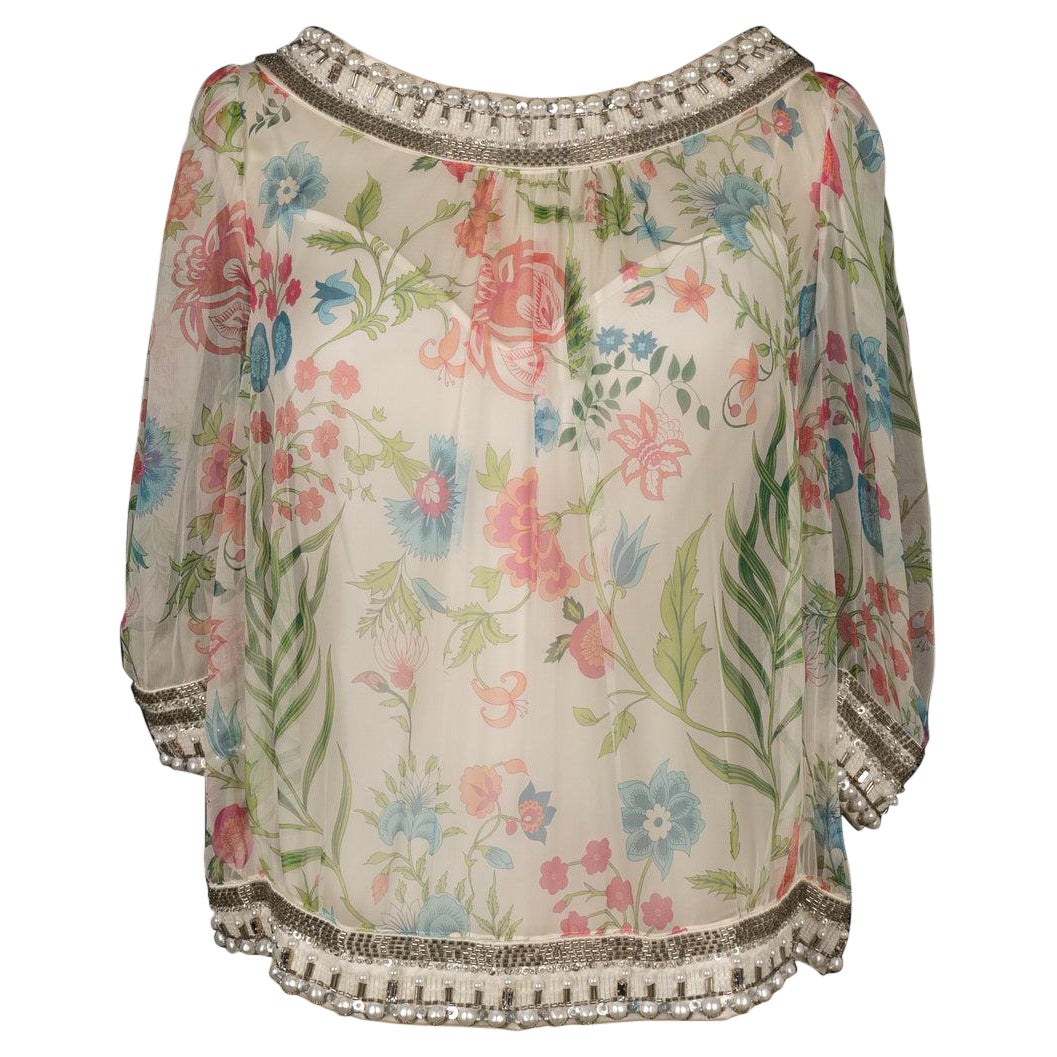 Christian Dior Seidenoberteil mit Blumenmuster und Seide, 2008 im Angebot