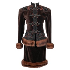 Jean-Louis Scherrer Couture Fur and Velvet Suit