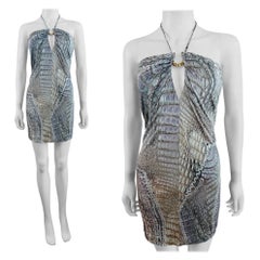 Mini Vestido Vintage Y2k S/S 2011 Roberto Cavalli Cocodrilo Reptil Animal