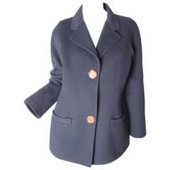 Bill Blass Navy Blazer with Faux "wax stamp" Buttons 8