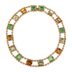 Collar Corto de Strass en Metal Dorado