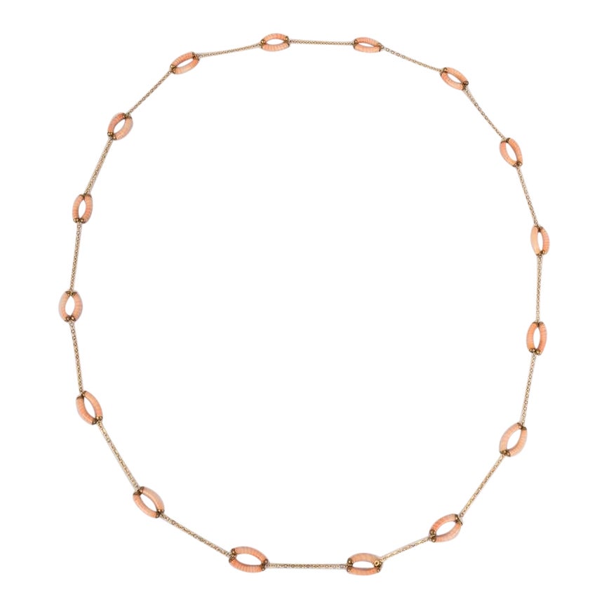 Vintage Necklace with Pale Pink Glass, 1960s For Sale