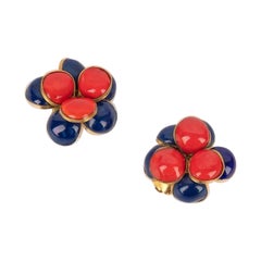 Gripoix Flower Golden Metal Earrings
