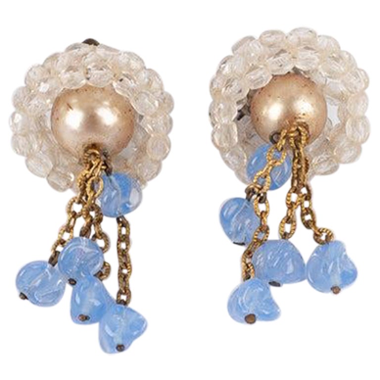 Rousselet Earrings with Pearls and Glass Pearls For Sale