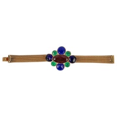 Chanel Glass Paste Bracelet in Golden Metal