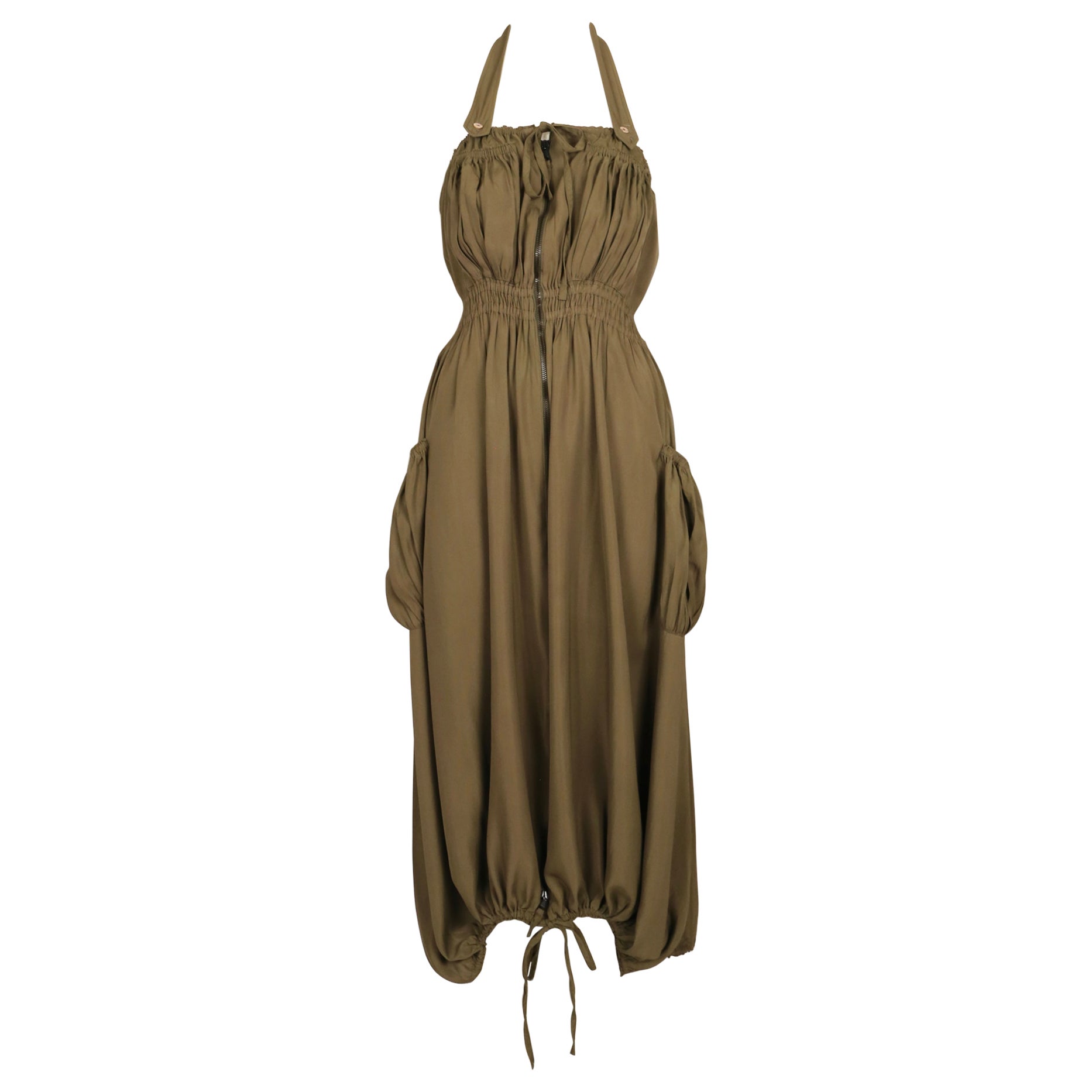 Vestido paracaídas caqui JEAN PAUL GAULTIER CLASSIQUE de los años 90 en venta
